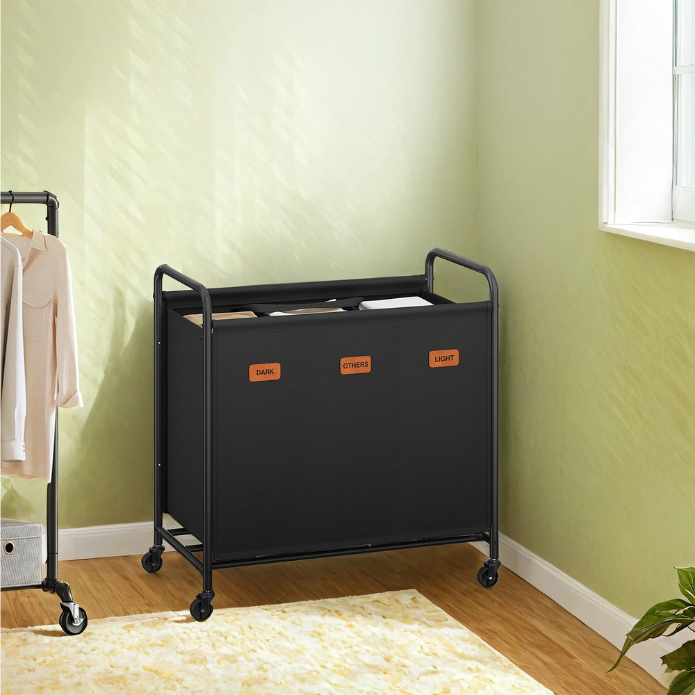 Songmics Carrello Portabiancheria 2 Scomparti con Ruote