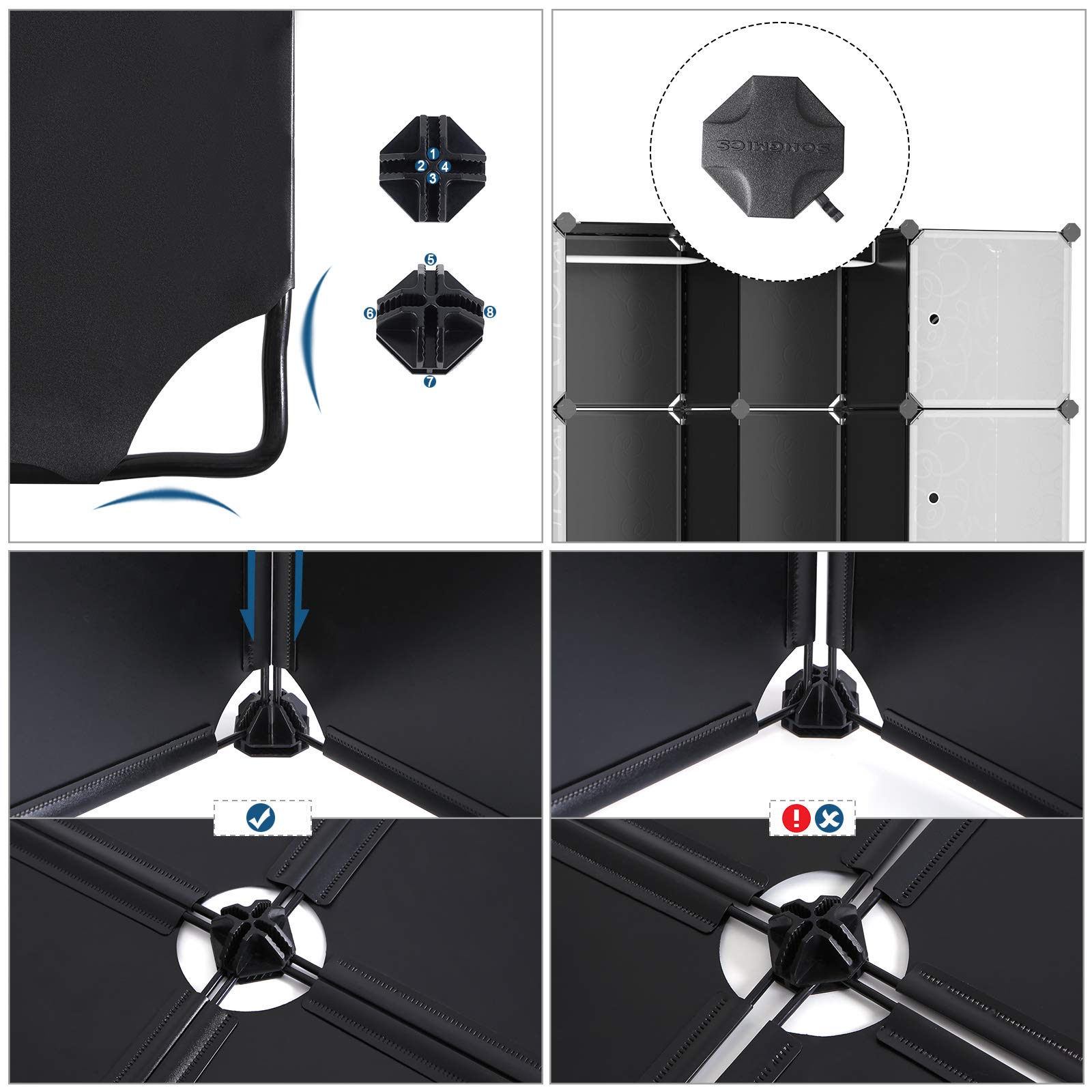 Songmics LPC30H Guardaroba Modulare 143x36 Nero Floreale Plastica