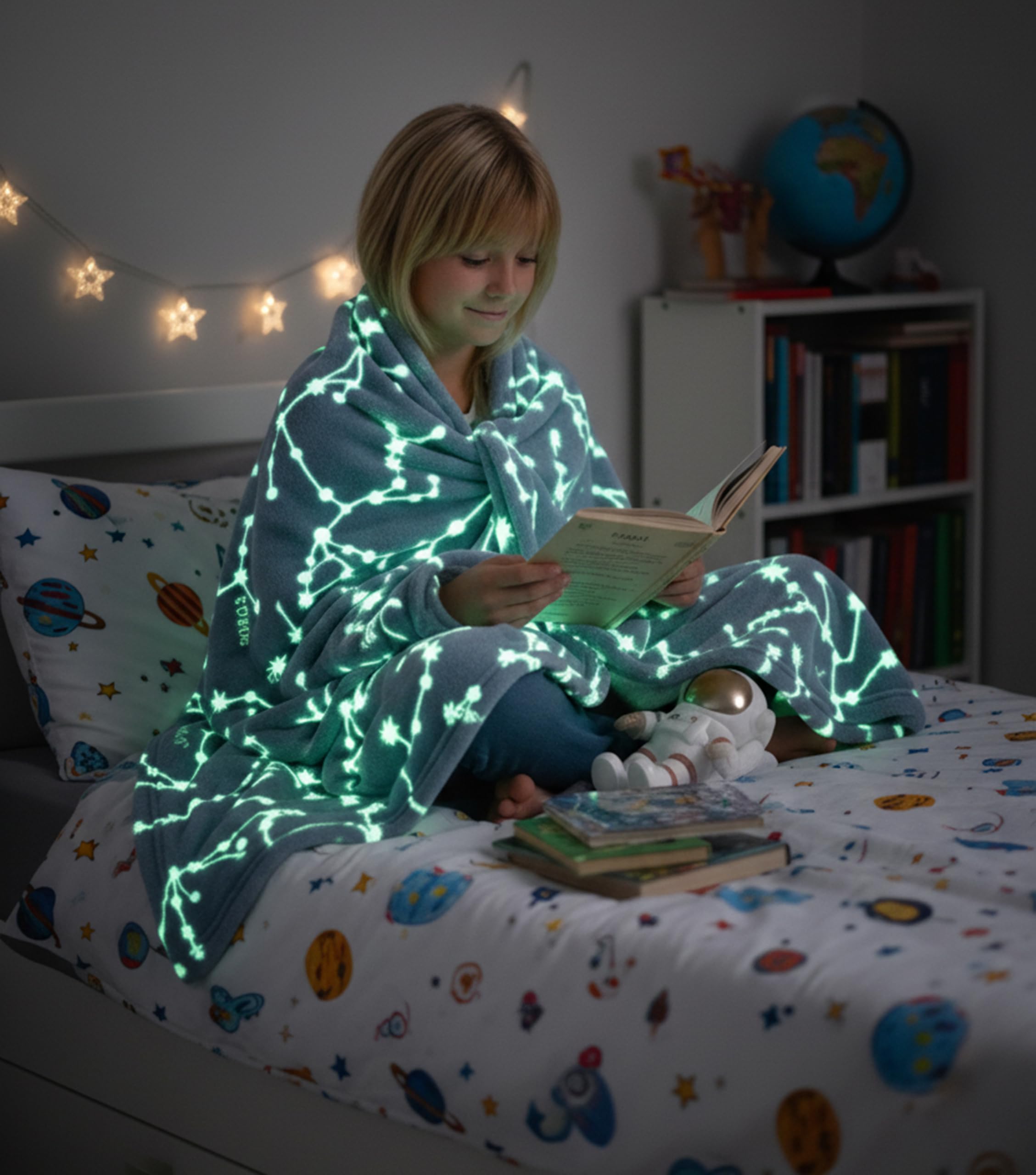 Kanguru Glow Plaid Pile 130x150 cm Stelle Fluorescente