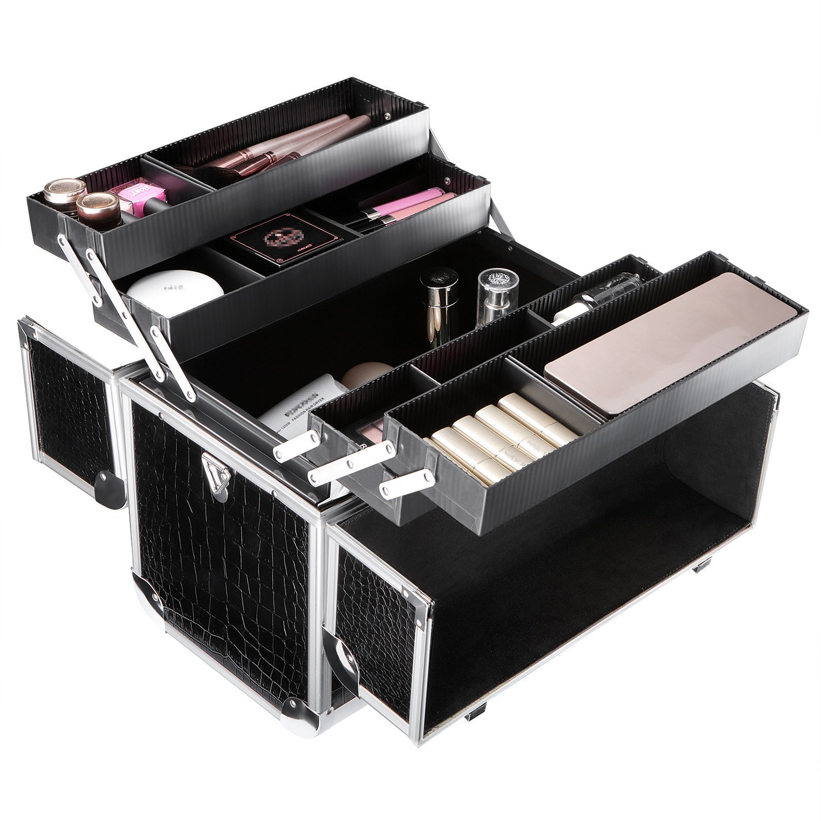 Songmics Grand Beauty Case valigetta trucchi 36,5x22x35 con specchio