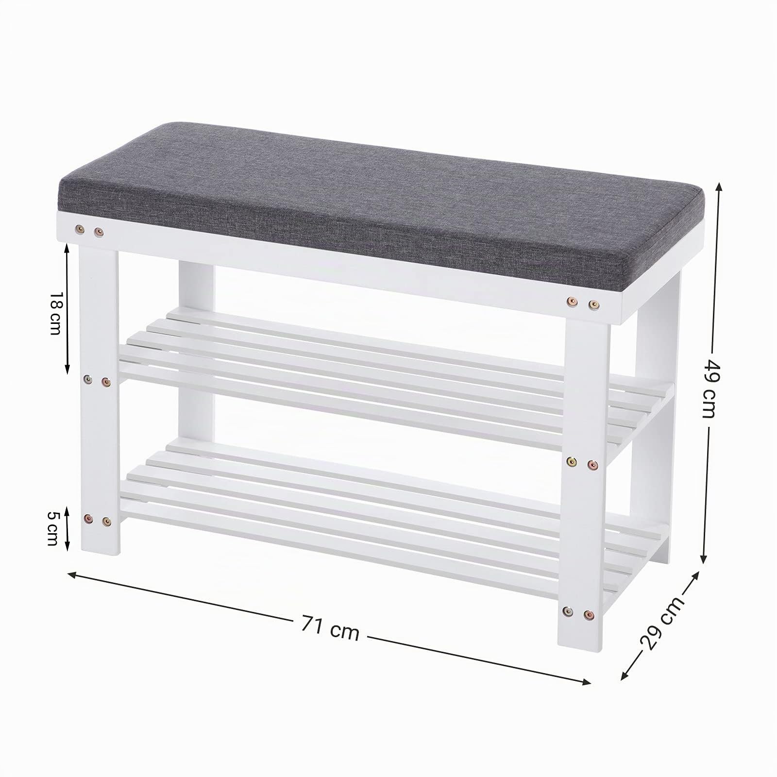 Songmics LBS604W01 panca scarpiera 2 livelli bianca 71 cm