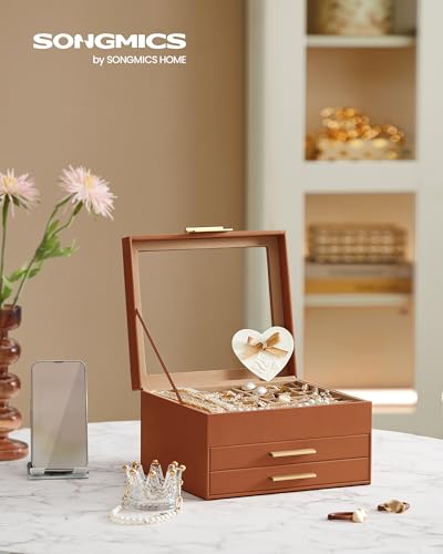 Songmics Gisella JBC239K01 portagioie vetro marrone 3 livelli