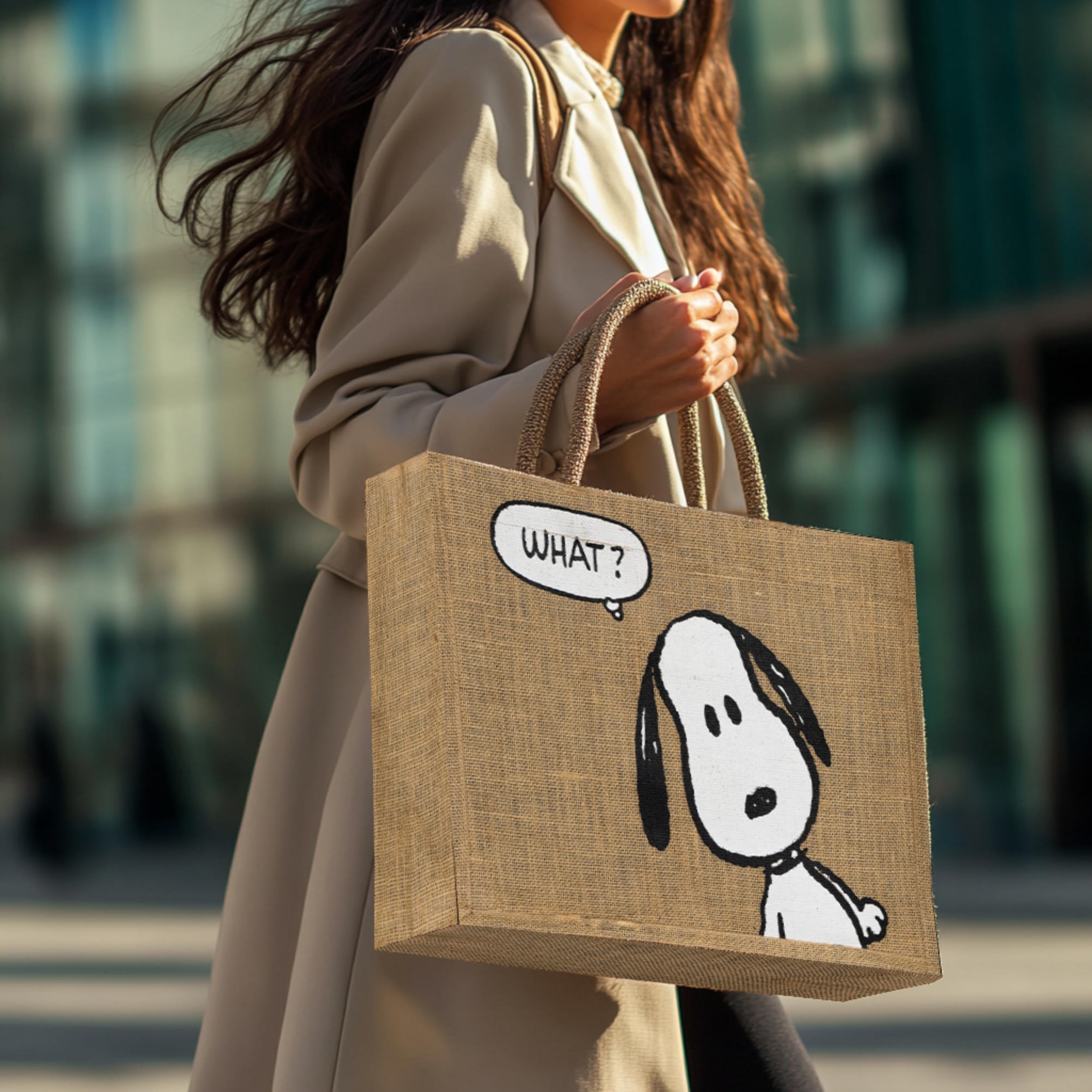 Lavatelli Snoopy Tote Bag Shopper Cotone con Tasca Interna