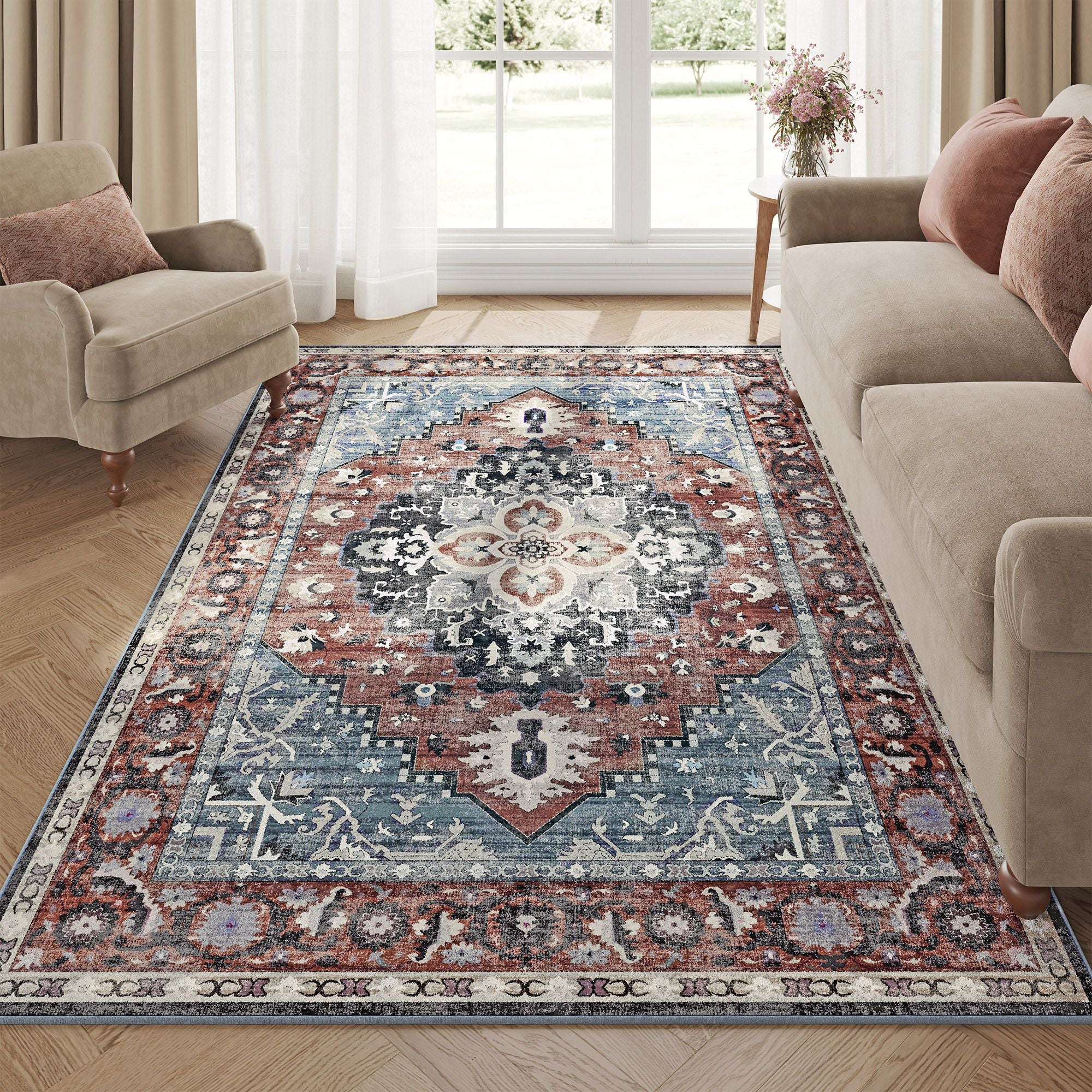 Songmics Home tappeto vintage antiscivolo tradizionale