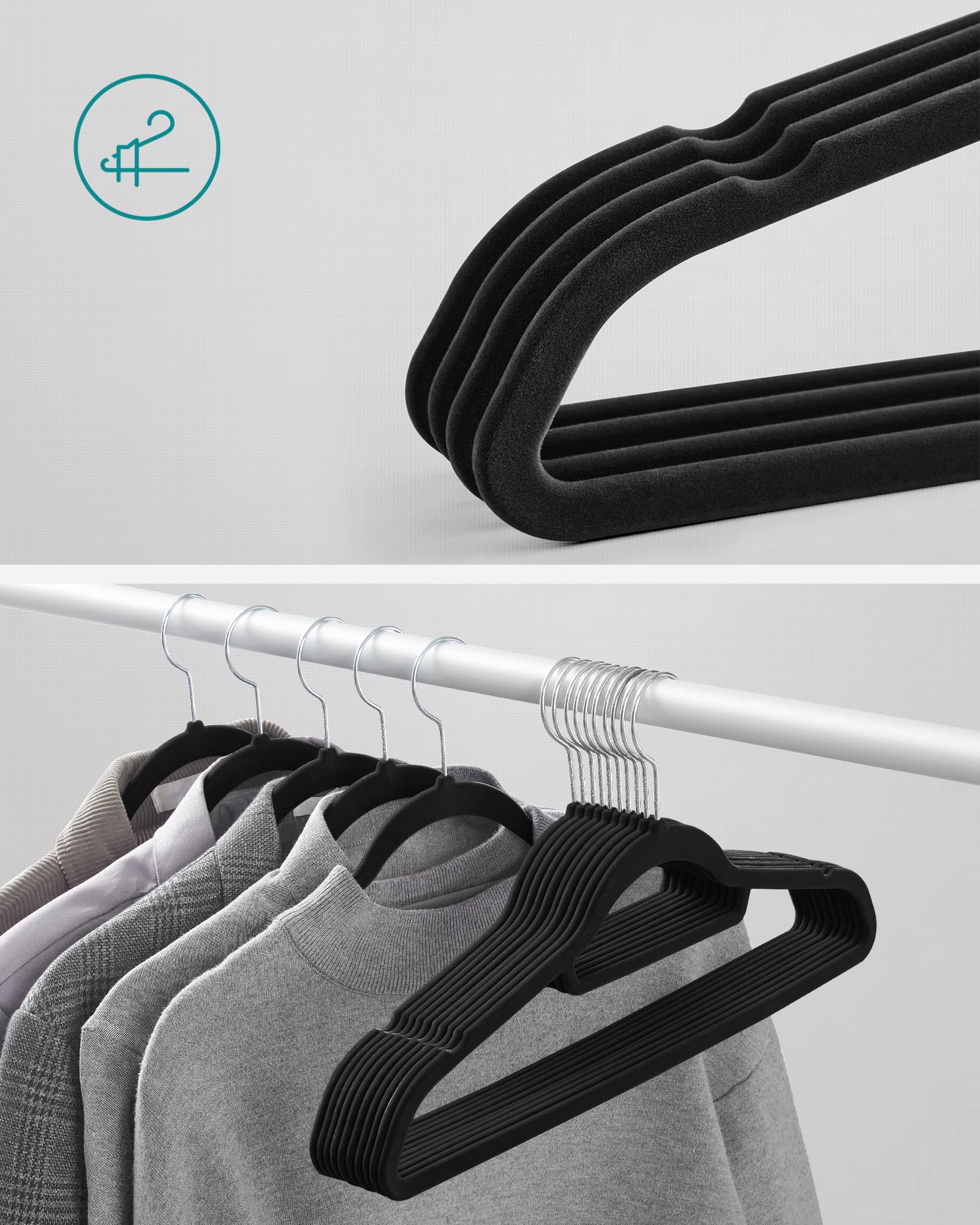 SONGMICS CRF020B40 Grucce Velluto 40 Pezzi Nere