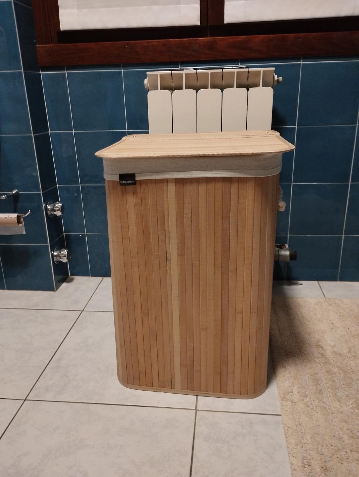 Songmics LCB64WT cesto portabiancheria bambù 100 L bianco