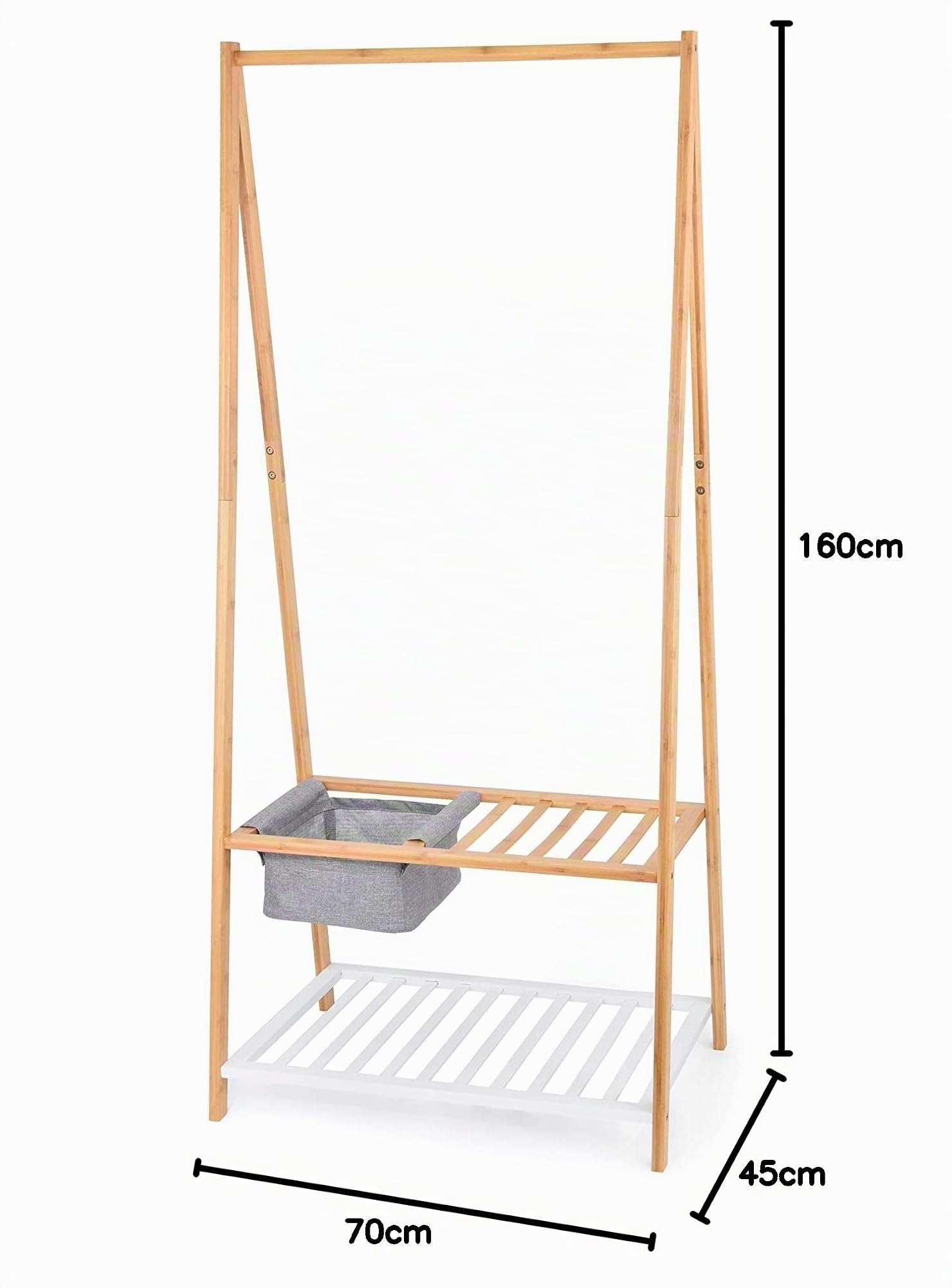 Domopak Living Stander Bamboo appendiabiti 75x45x160 con cestino