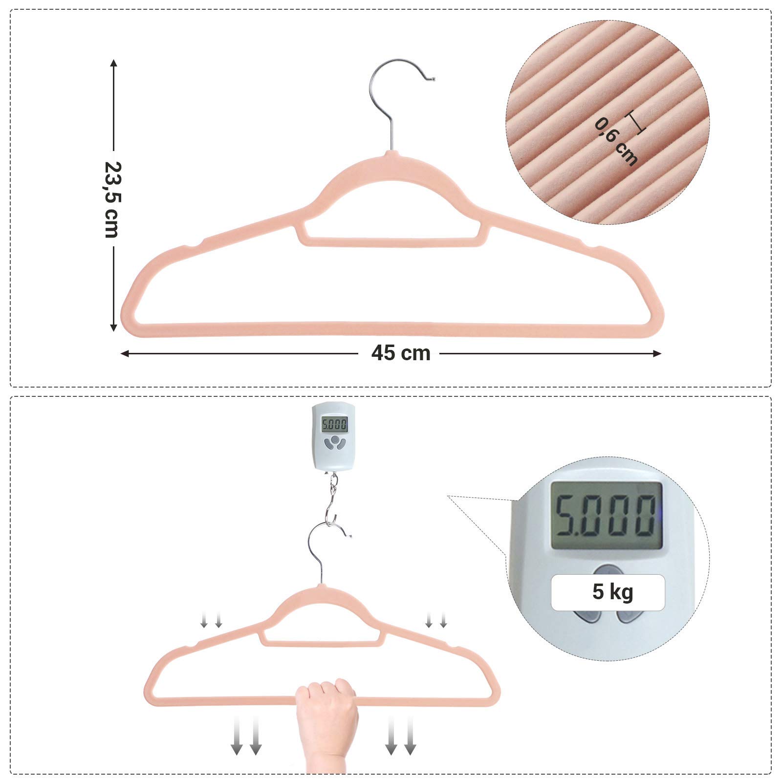 Songmics CRF100PK Grucce Vellutate Rosa Chiaro Set 100 Antiscivolo