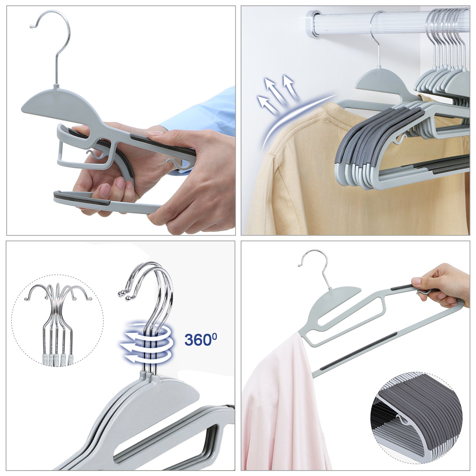 Songmics CRP41G-100 Grucce Plastica 100 Pezzi Grigio Scuro Antiscivolo