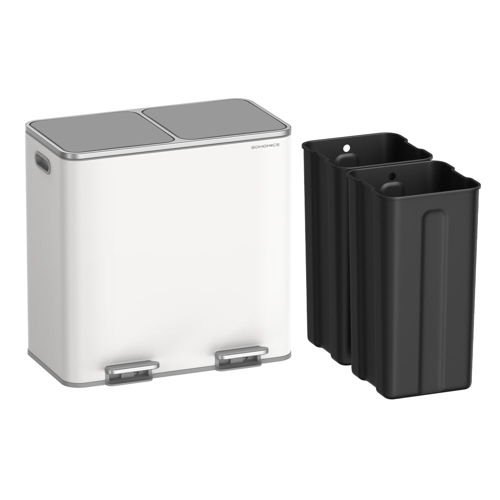 Songmics pattumiera cucina 2x40L 2 scomparti con sacchi