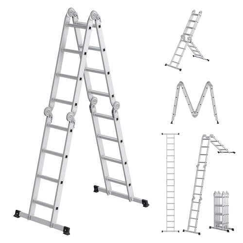 Songmics GLT046E01 scala multifunzione alluminio 4x4 argento