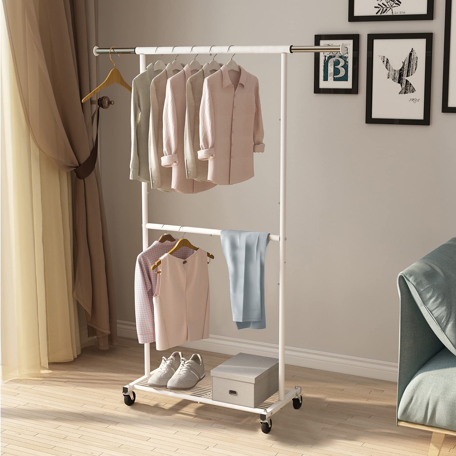 Simple Trending Standard stender appendiabiti bianco con ruote