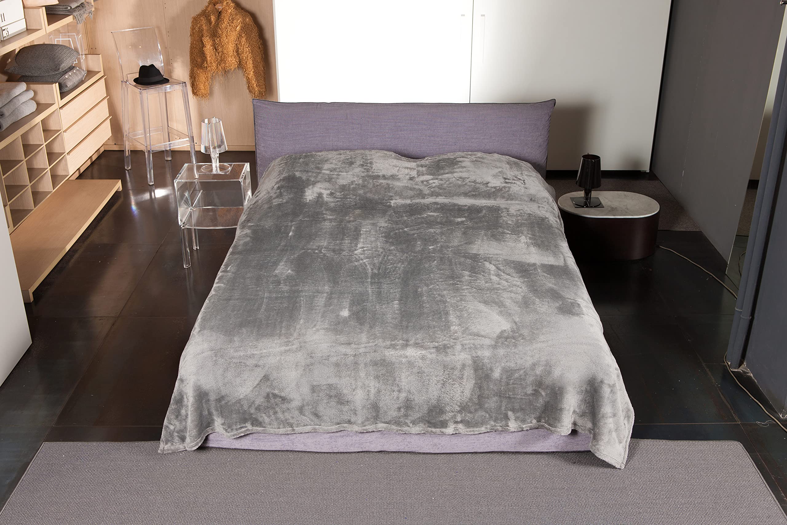 Kanguru Fluffi plaid matrimoniale 230x230 cm grigio caldo