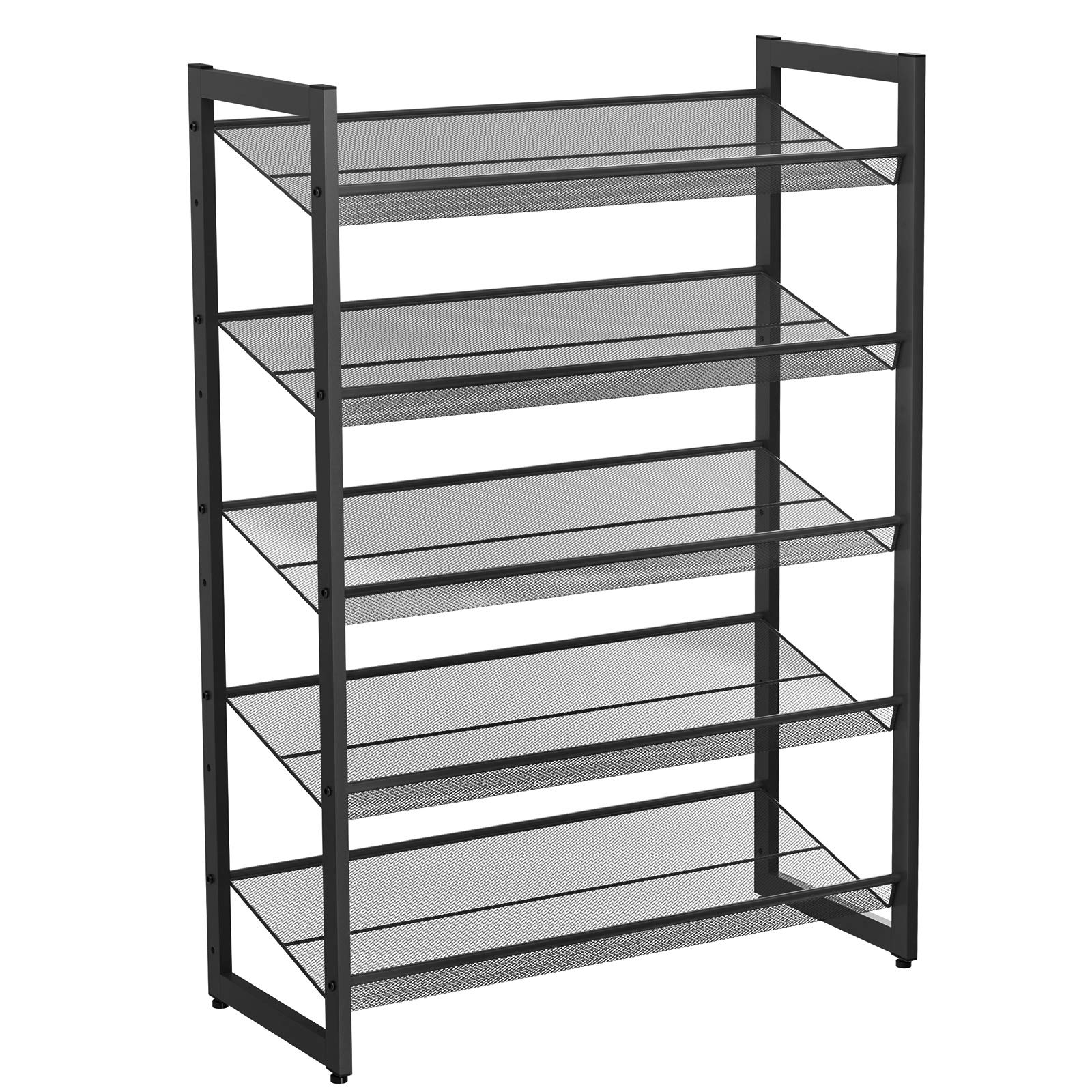 Songmics LMR005B scarpiera 5 ripiani nera rete metallo 20 paia