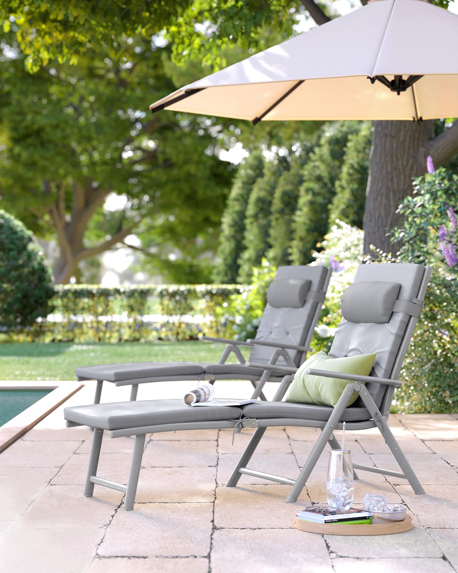 Songmics GCB24GY lettino prendisole pieghevole grigio 150 kg