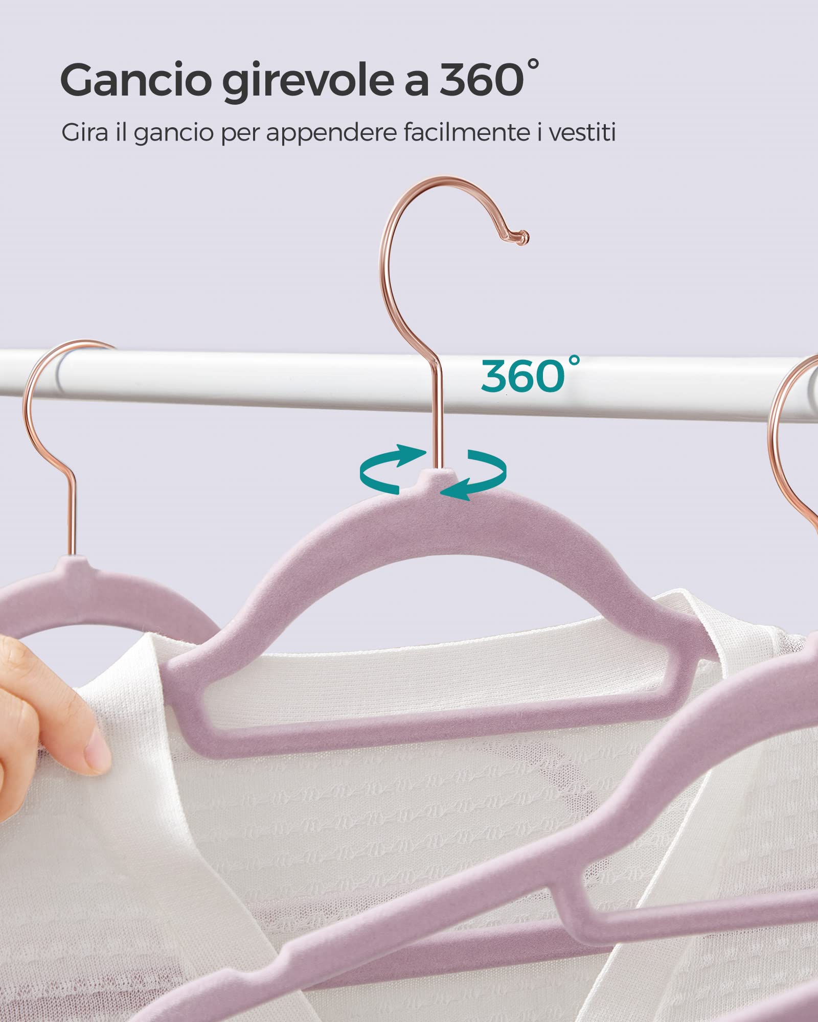 Songmics CRF021GP50 grucce velluto 50 pezzi viola lavanda salvaspazio