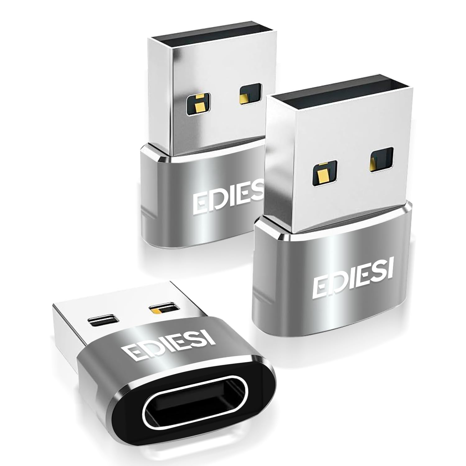 Ediesi adattatore USB-C USB-A nero pack 3 ricarica rapida