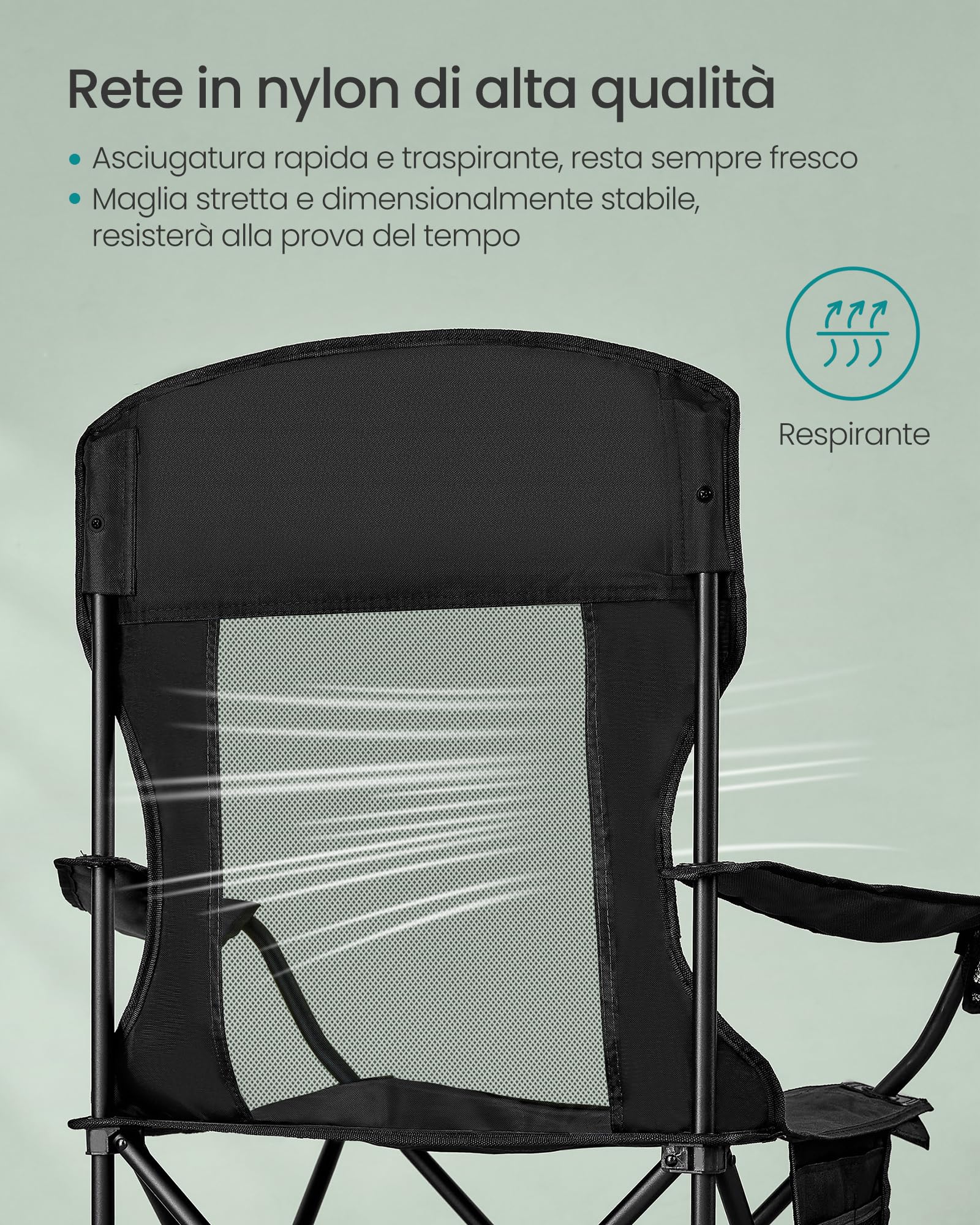 Songmics GCB028B02 set 2 sedie campeggio nero inchiostro 150 kg