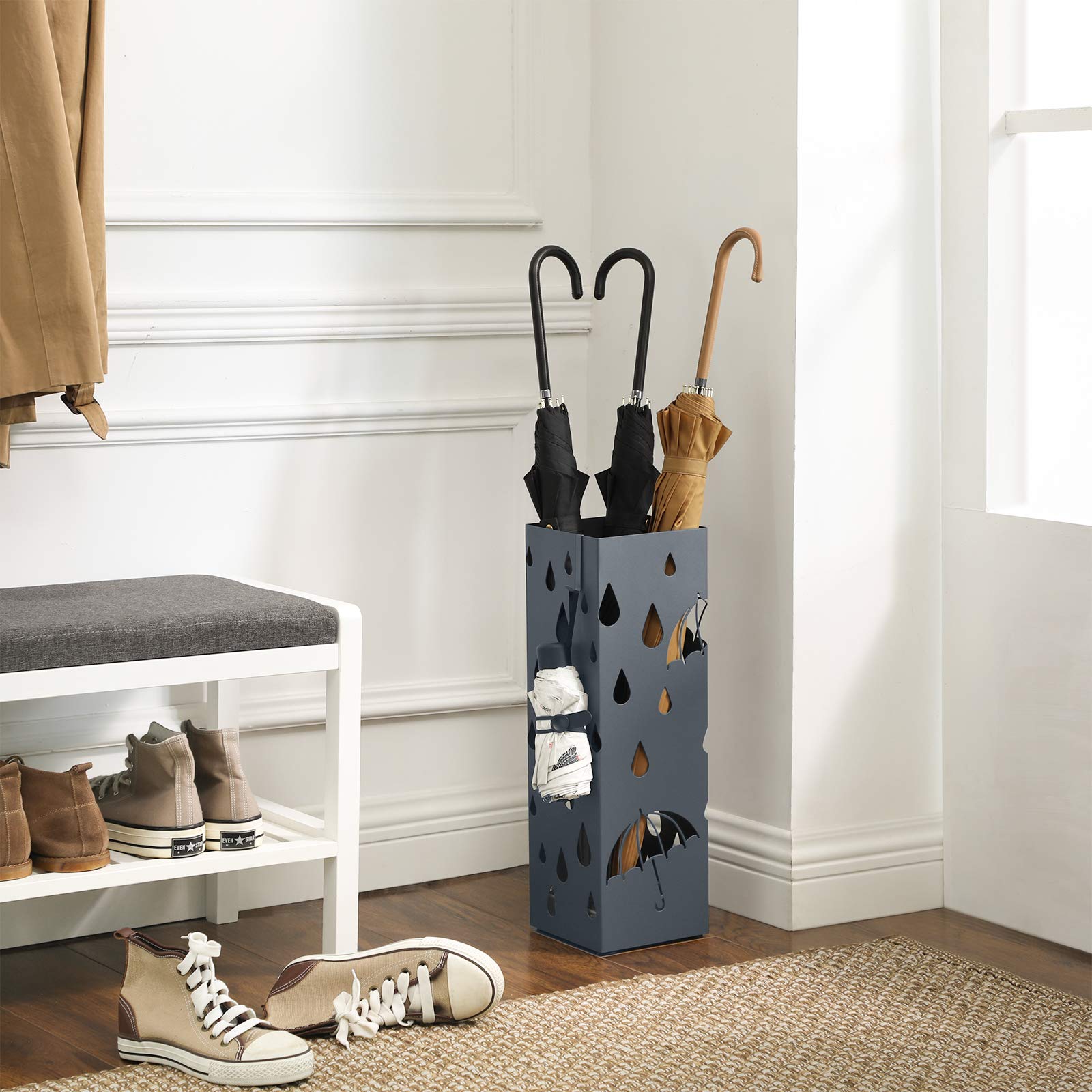 Songmics LUC049G01 portaombrelli metallo grigio 15,5x49 cm
