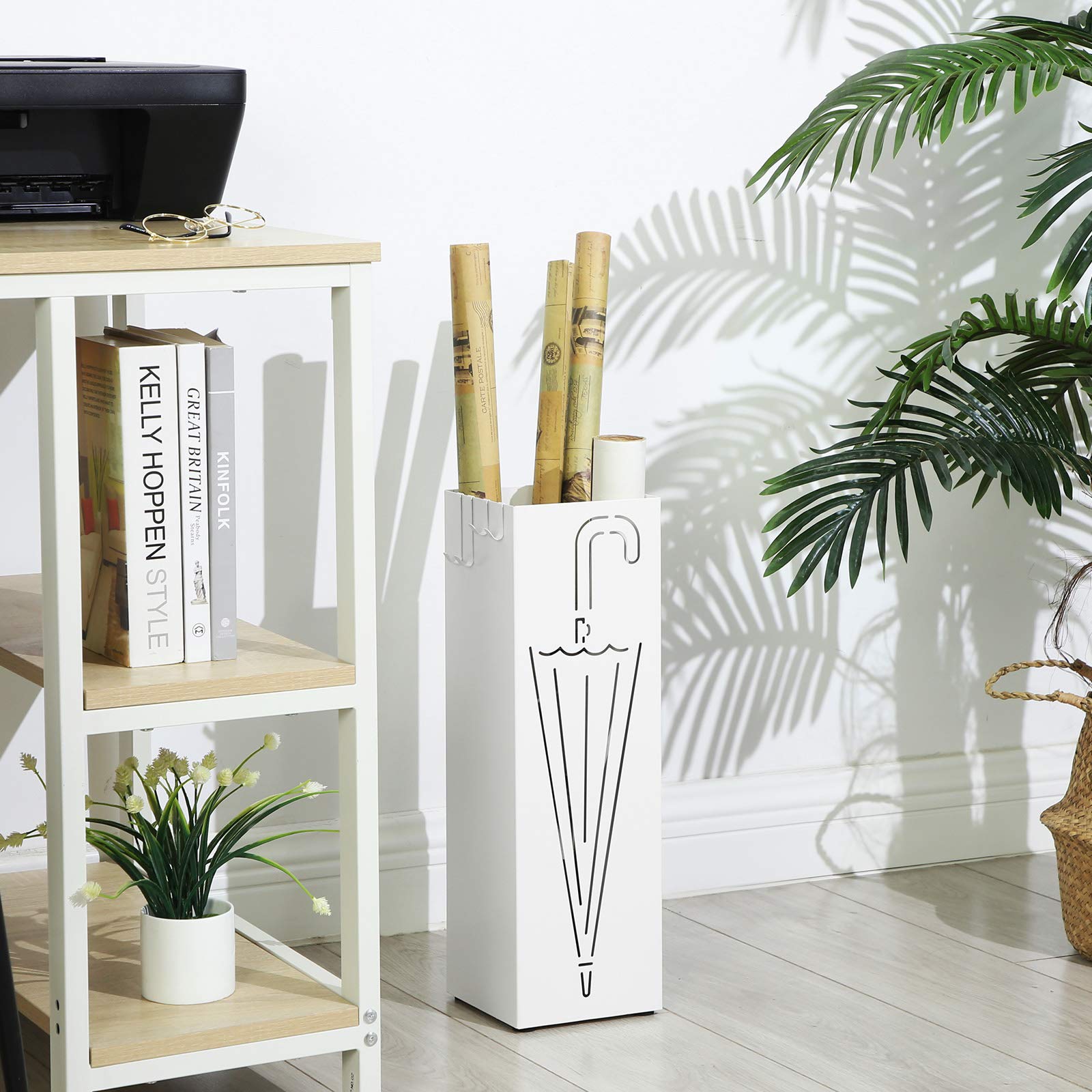 SONGMICS LUC01W portaombrelli bianco 15,5x15,5x49 cm metallo