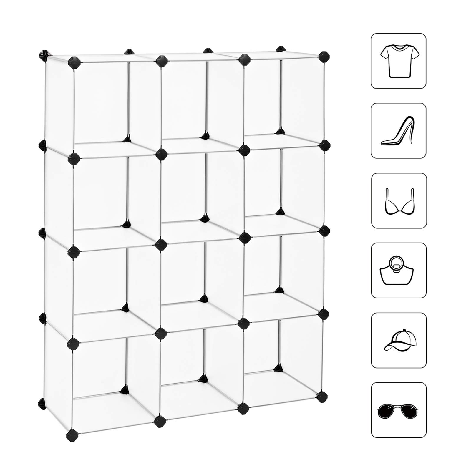Songmics Scarpiera 12 cubi modulare 31x93x123 cm bianca