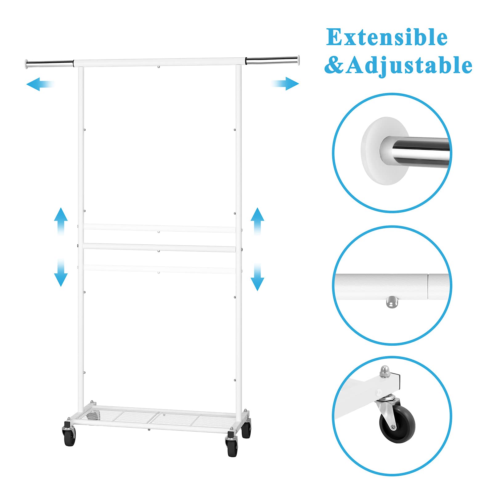 Simple Trending Standard stender appendiabiti bianco con ruote