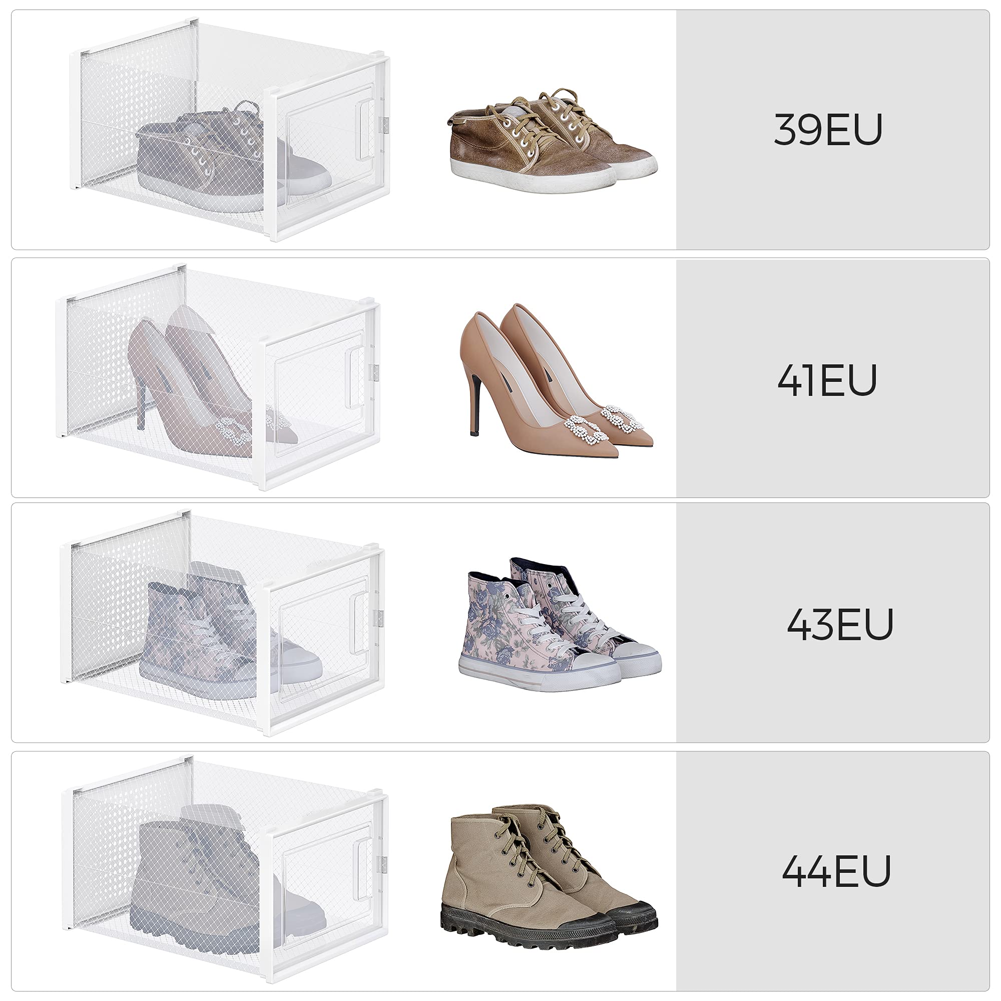 Songmics LSP017W01 scatole scarpe trasparenti 18 pezzi impilabili
