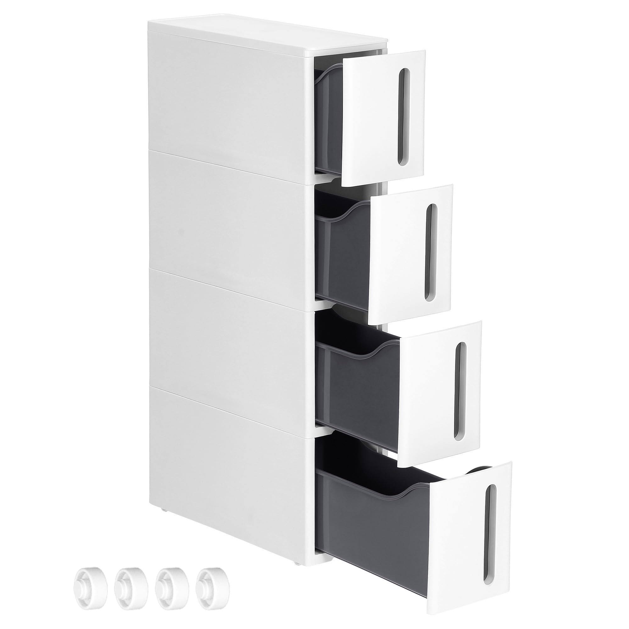 Songmics KFR008G02 carrello 4 cassetti 17,3 cm grigio plastica PP
