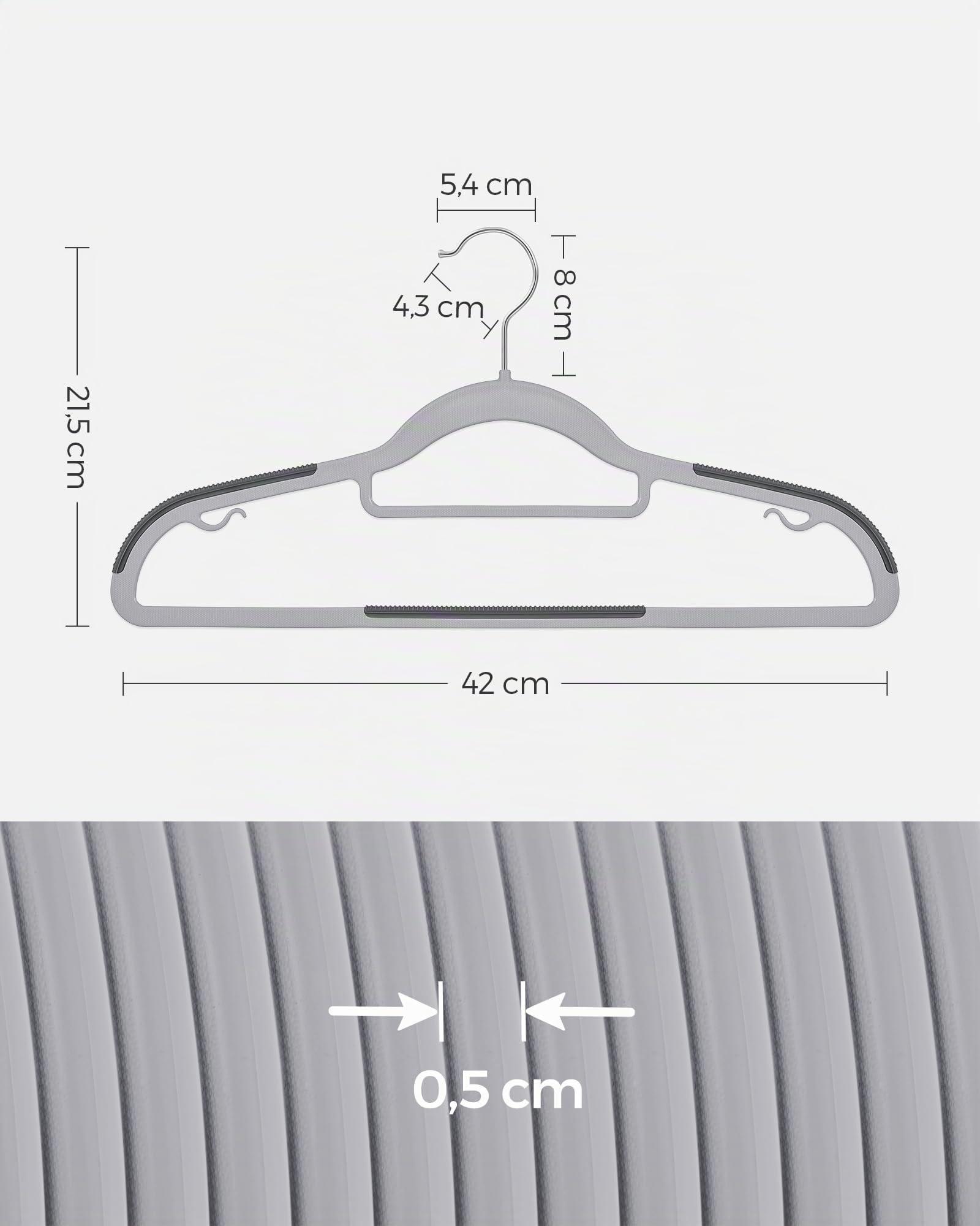 Songmics CRP20G30 grucce 30 pezzi grigio antiscivolo 42 cm
