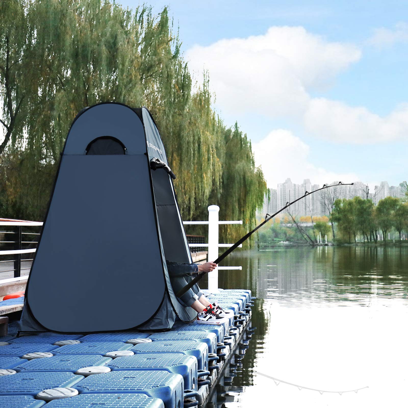 Songmics GPT01GY Tenda Doccia Pop-Up Grigio Blu 120x120