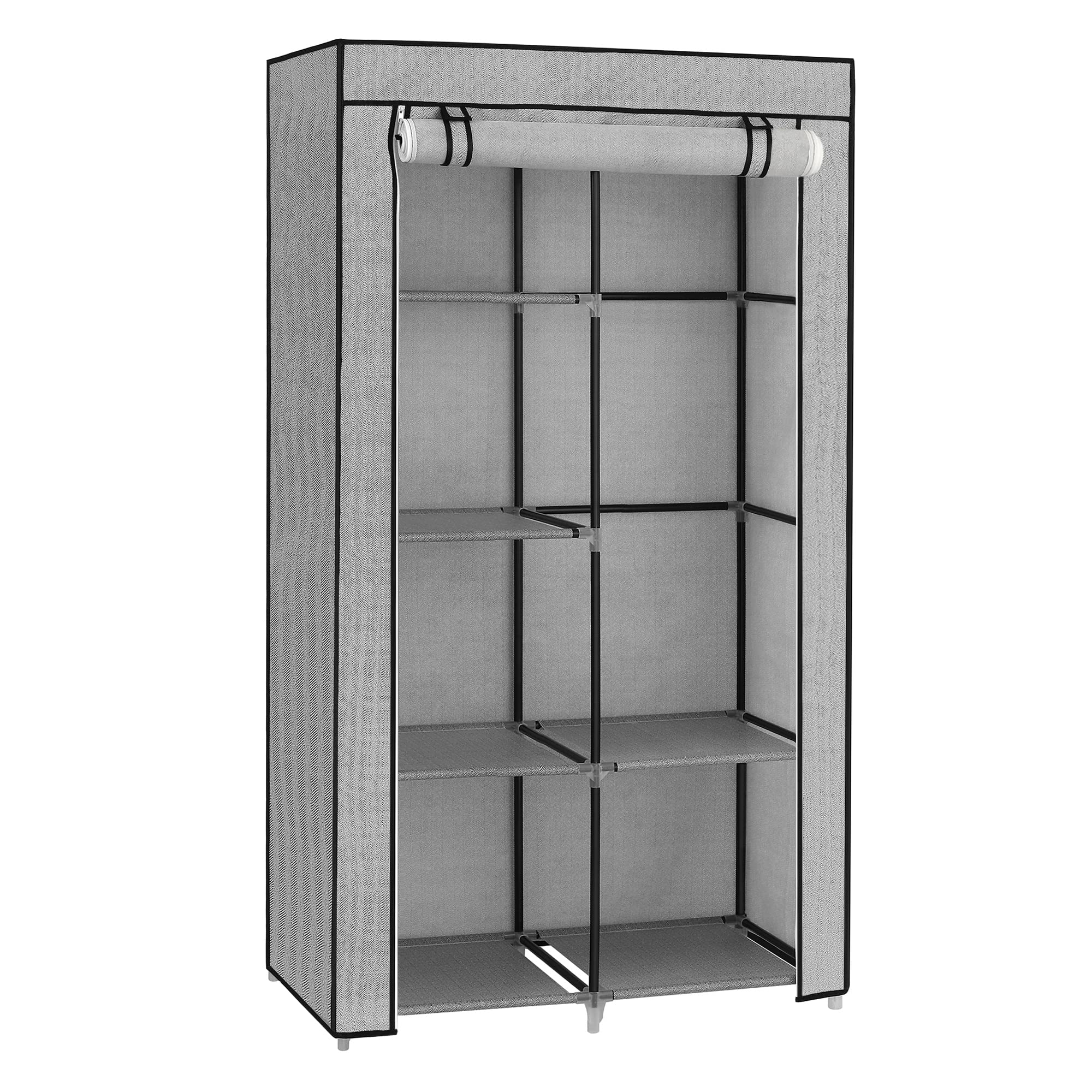Songmics guardaroba tessuto 45x88x168 cm grigio con asta appendiabiti