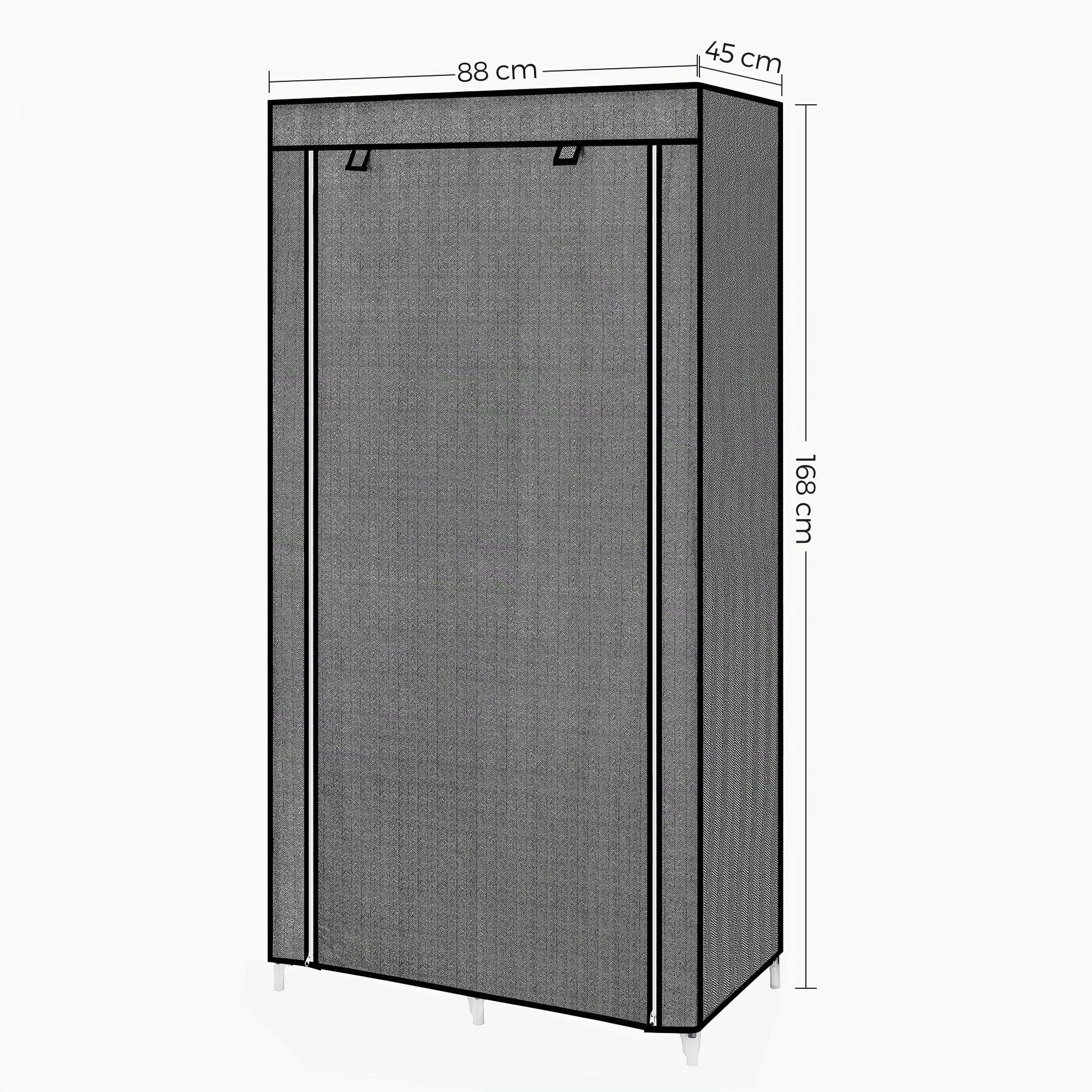 Songmics Armadio in Tessuto 45x88x168 Nero Spina Pesce Antipolvere