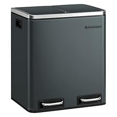 Songmics LTB30H pattumiera doppia 2x15L argento-nero pedale