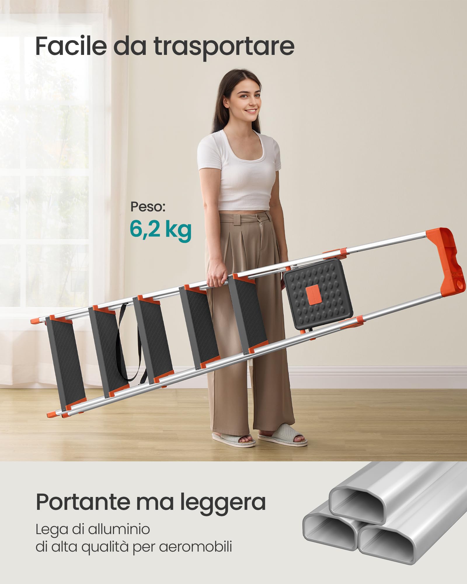 Songmics GLT06BK Scaletta 6 Gradini Alluminio 150 kg