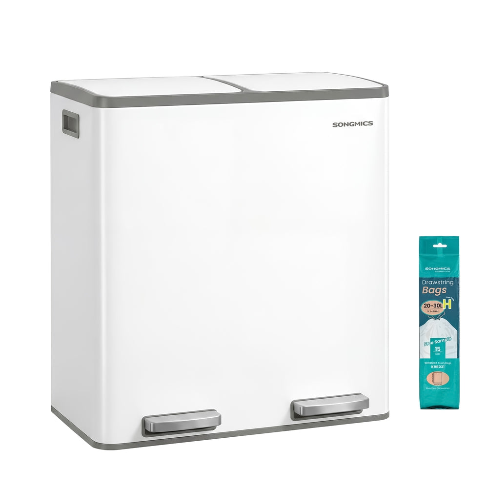 Songmics ULTB160AZ01 pattumiera acciaio 2x30 L mandorla pedale