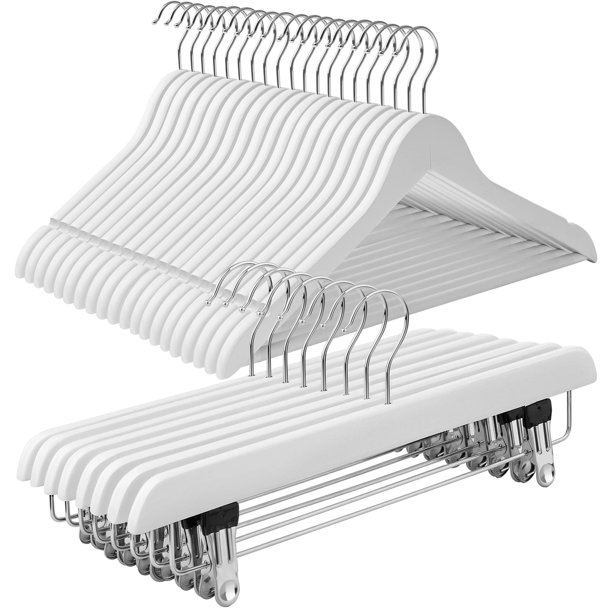 Songmics set 28 grucce in legno bianco con pinze salvaspazio