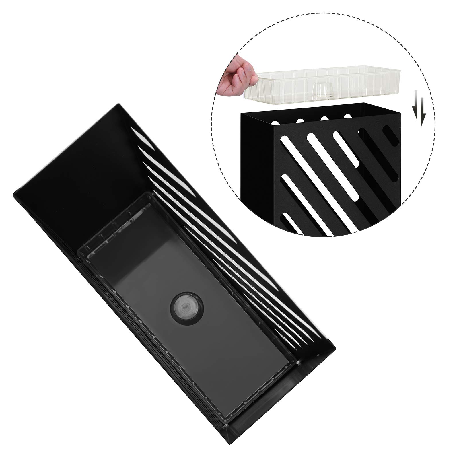 Songmics LUC03BK portaombrelli nero traforato