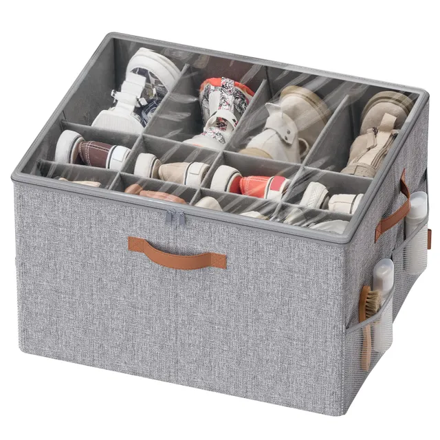 Songmics LSP555G01 organizer scarpe 16 paia grigio tortora trasparente