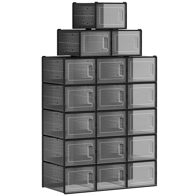 Songmics LSP007T18 scatole portascarpe 18 pezzi impilabili