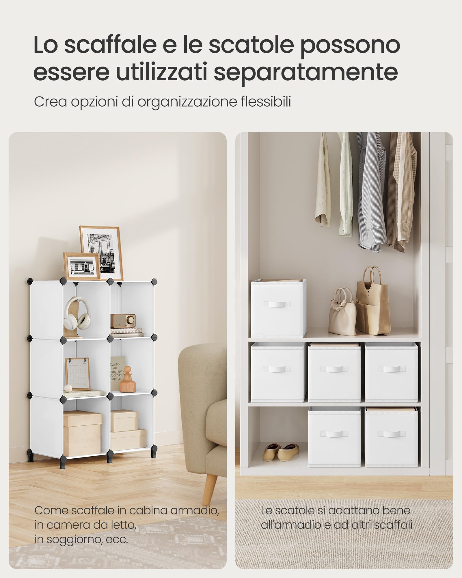 Songmics LPC062W06 scaffale cubi bianco 6 scomparti salvaspazio