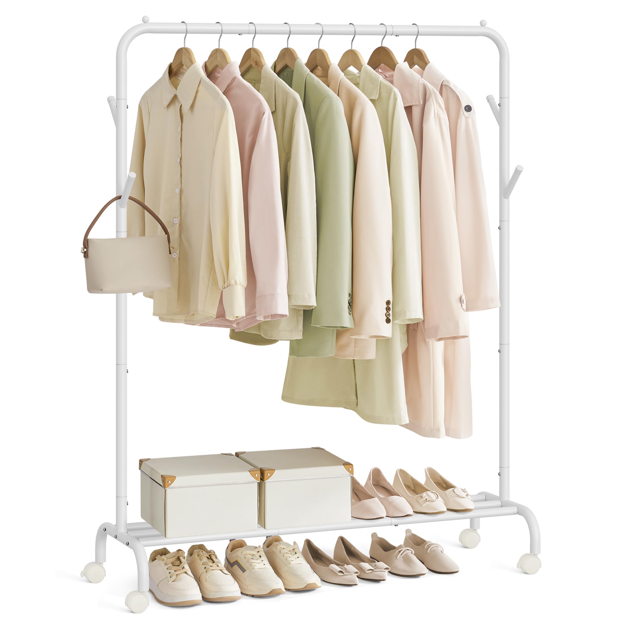 Songmics HSR131W01 appendiabiti bianco 103,5 cm con ruote