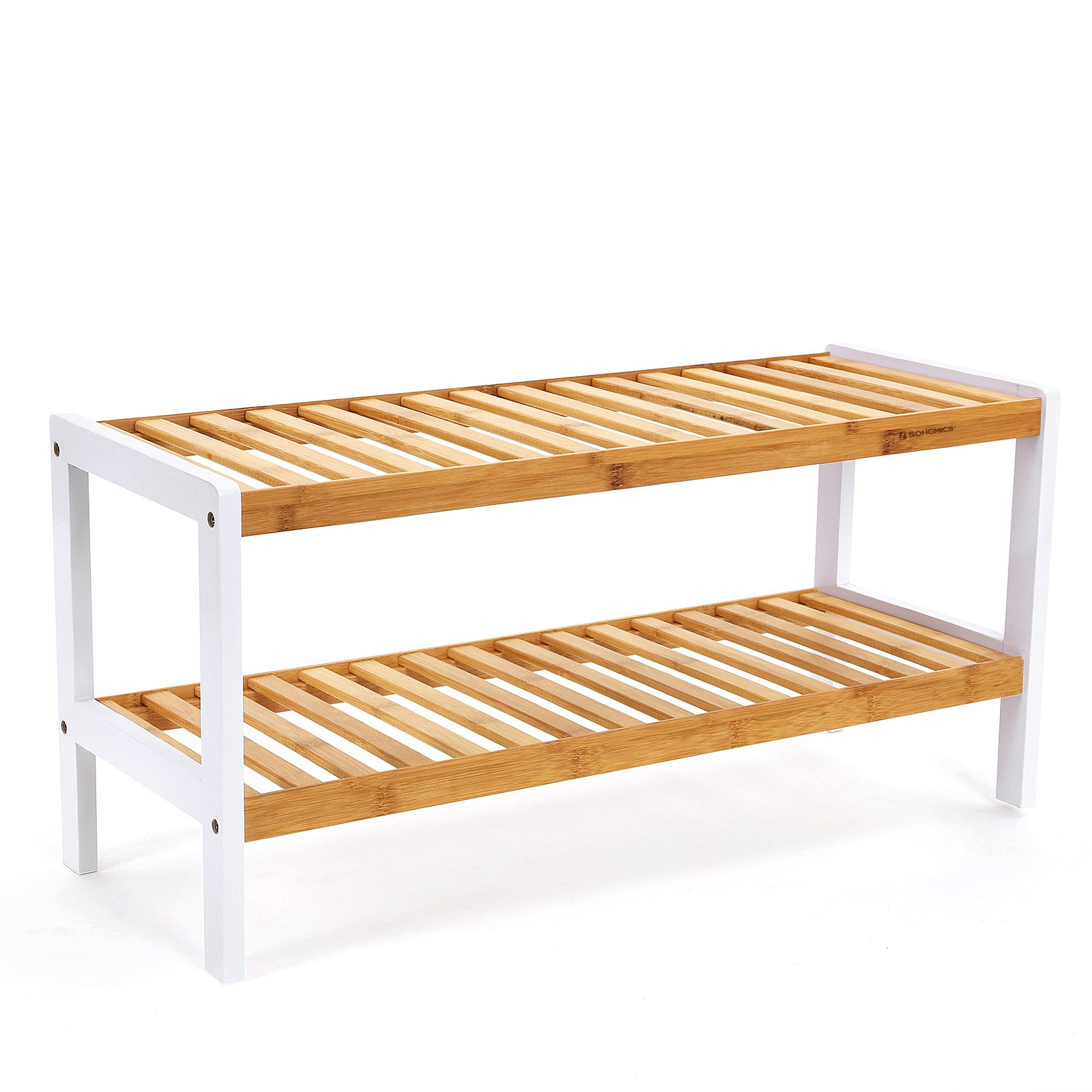 Songmics LBS02WT Scarpiera 2 Ripiani Bianco Bambù