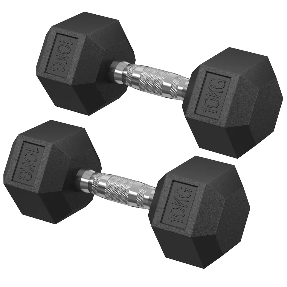 Songmics Set 2 Manubri Esagonali 2x10kg neri antiscivolo