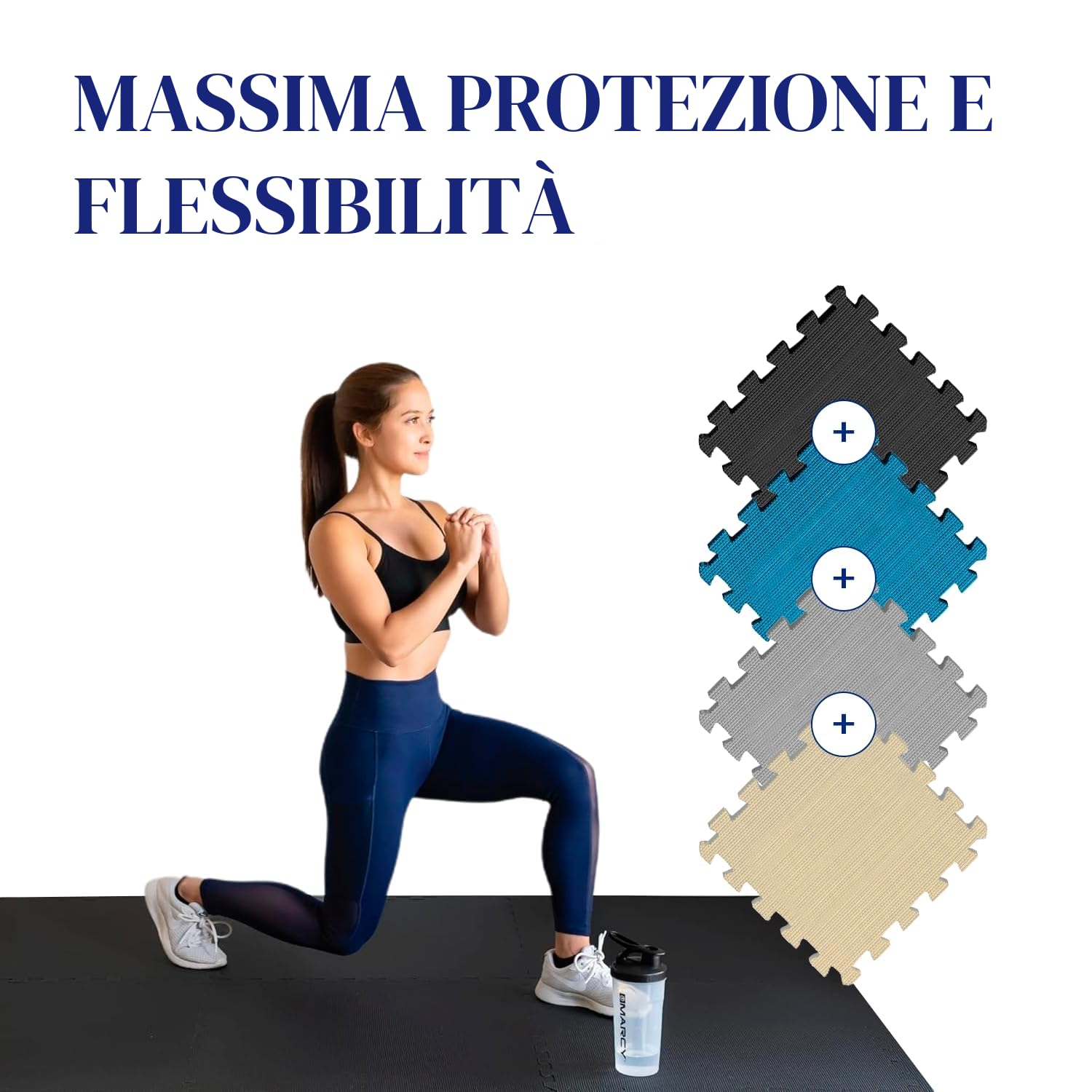 Ediesi tappeto palestra puzzle 18 pezzi nero 30x30 cm