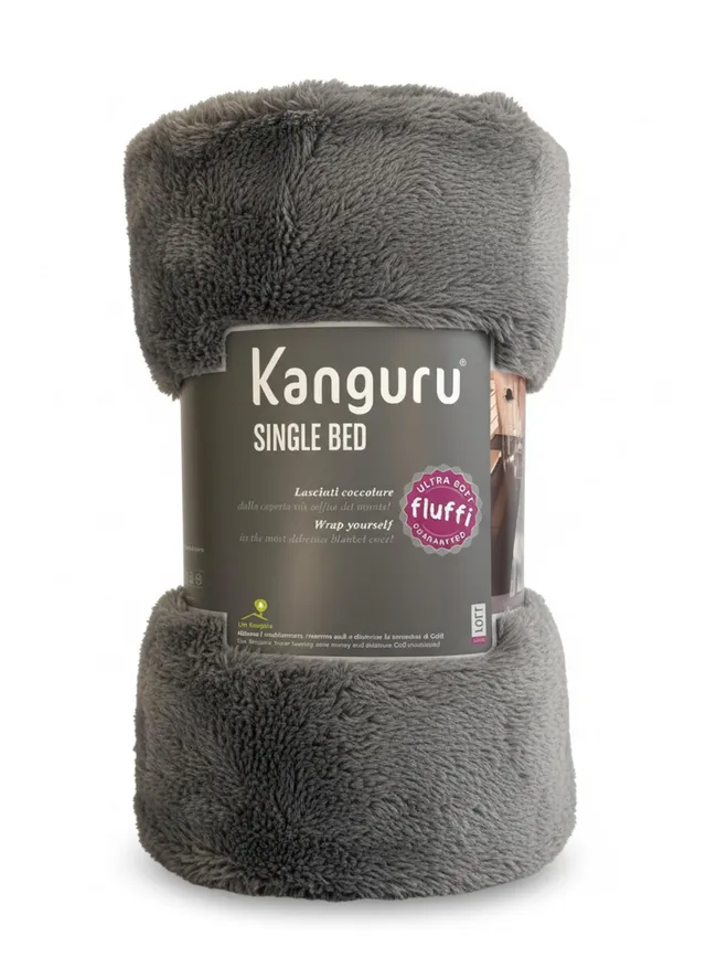 Lavatelli Kanguru Fluffi coperta singolo 130x230 grigia calda