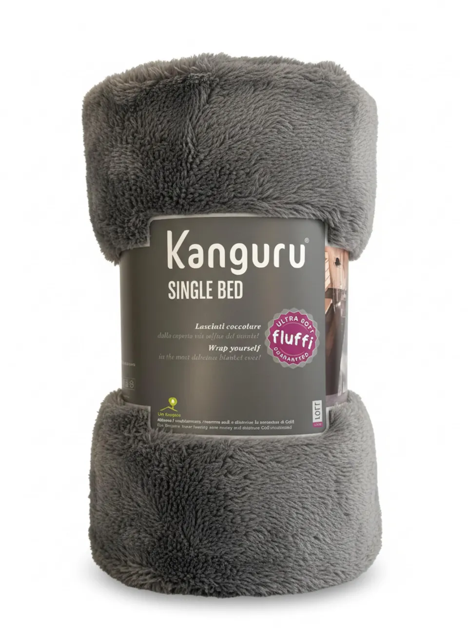 Lavatelli Kanguru Fluffi coperta singolo 130x230 grigia calda