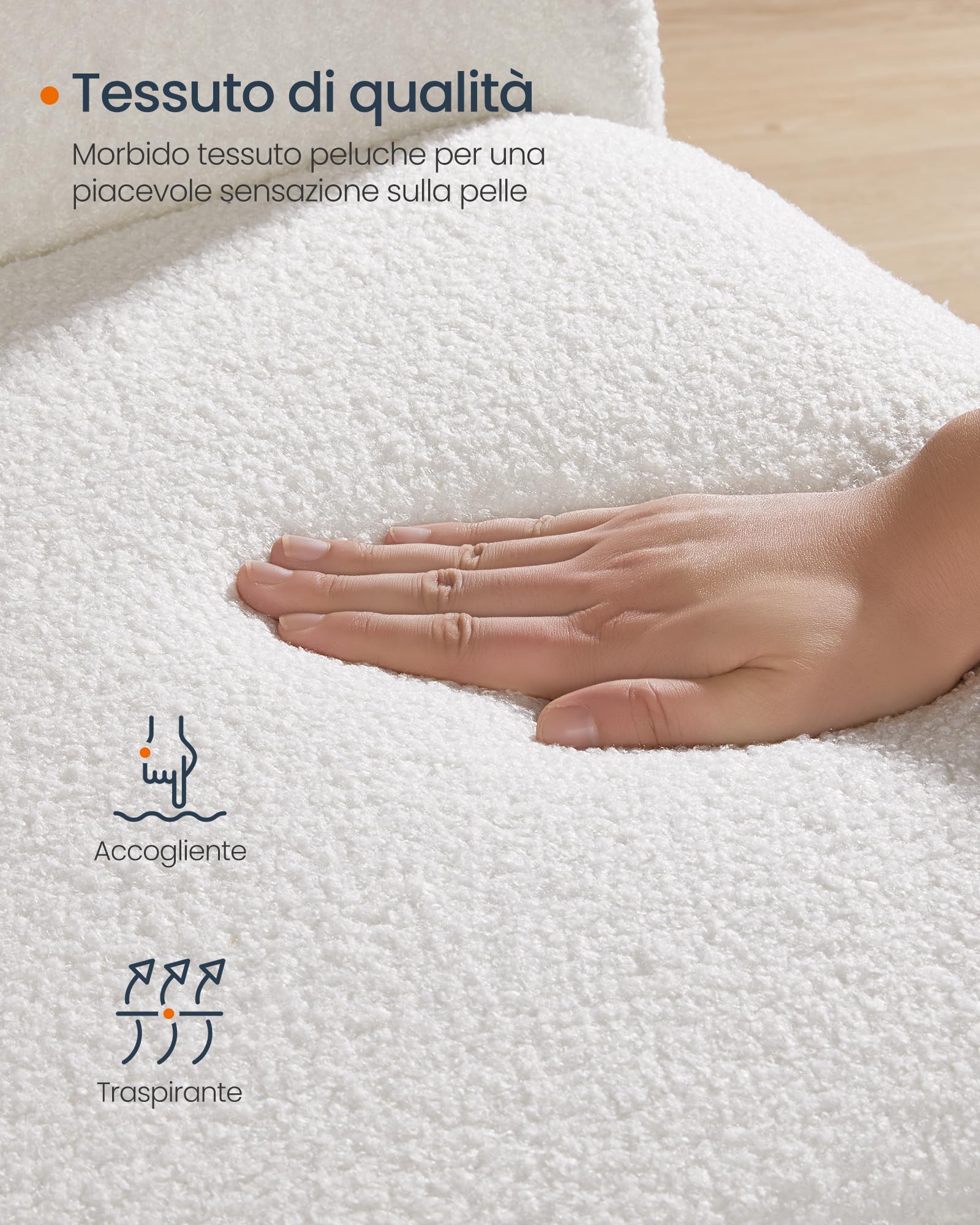 Songmics Home LYY500W01 sedia a dondolo bianco crema peluche