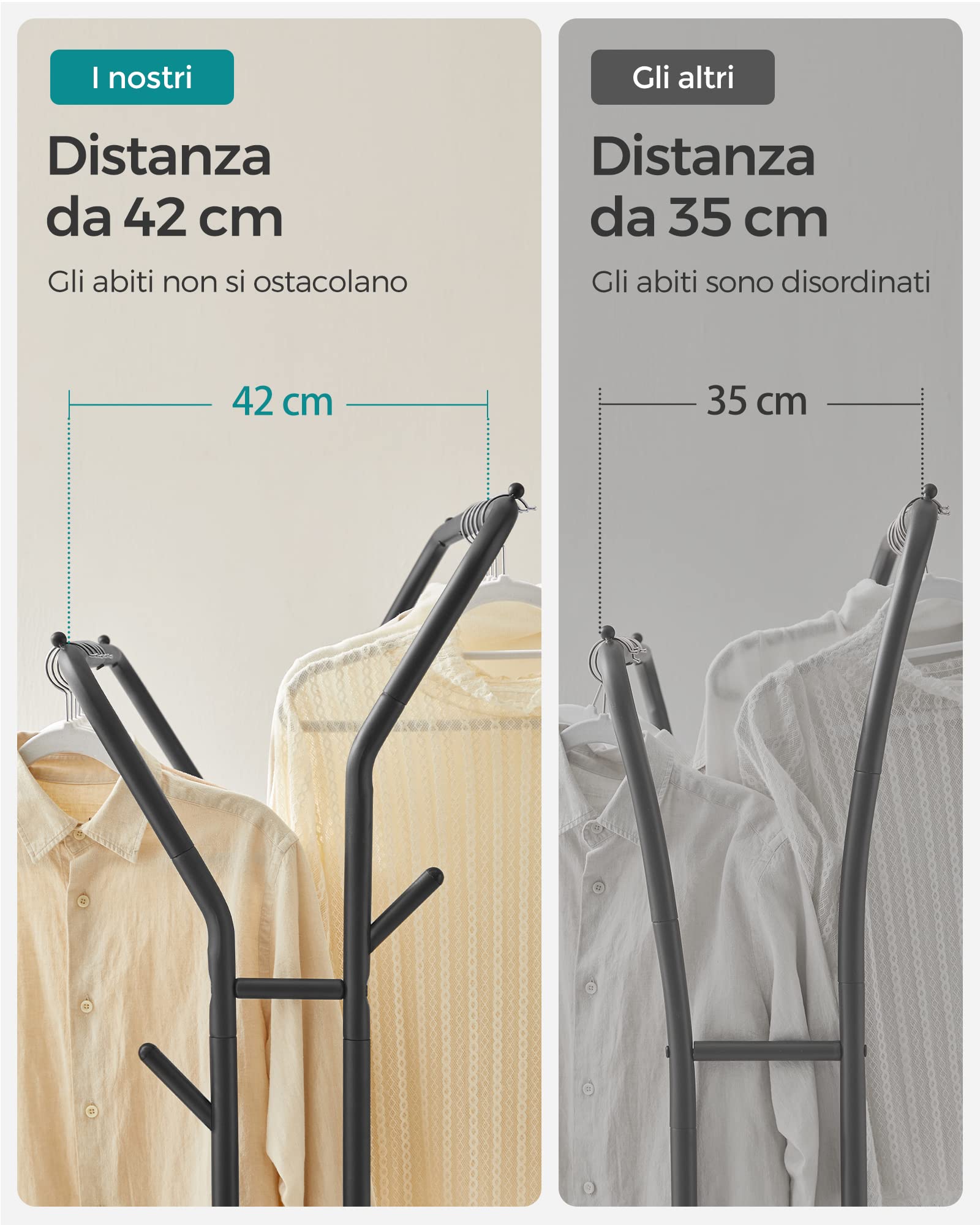 Songmics HSR107B01 Stand Appendiabiti Doppio Nero 103,5 cm