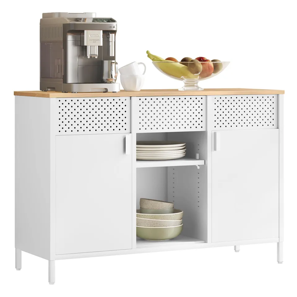 Songmics LSC204WC01 armadietto metallo bianco beige 110x40x76 cm