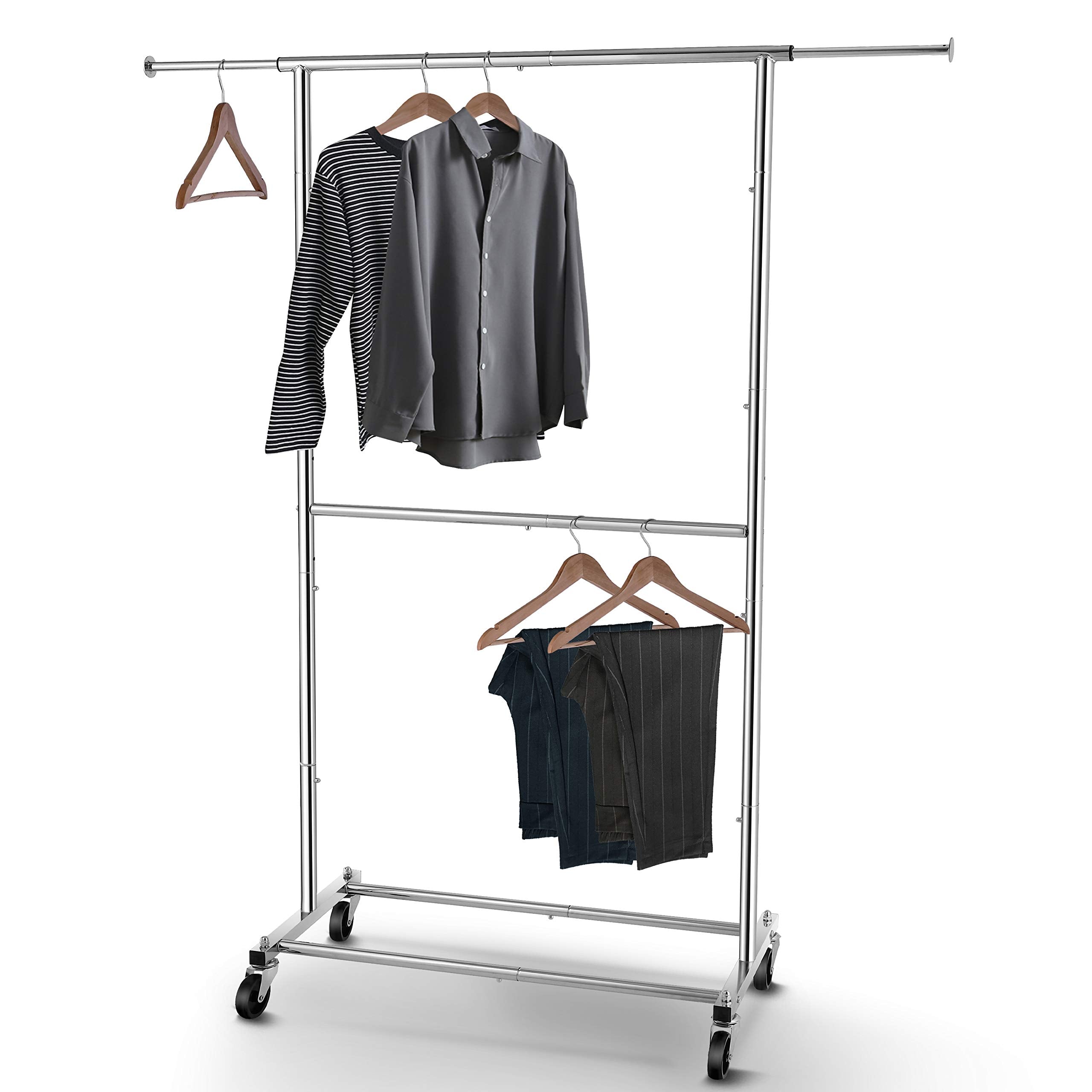 Simple Trending Stender Doppio 78-121 cm Bronzo con Ruote Metallo